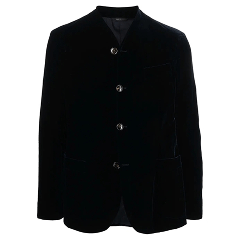 Giorgio Armani Armani FW21 Collarless Single-Breasted Jacket Black 1WGGG0PMT0025-UBUV