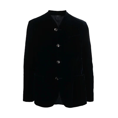 Giorgio Armani Armani FW21 Collarless Single-Breasted Jacket Black 1WGGG0PMT0025-UBUV