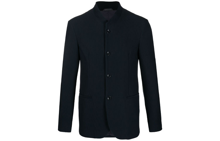 Giorgio Armani Armani FW21 Embossed Tech Fabric Single-Breasted Jacket Men’s Navy Blue 0WGGG0GTJ0008