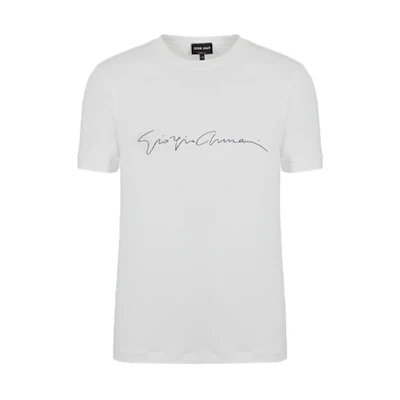 Giorgio Armani Armani FW21 Logo Print Crew Neck Short Sleeve T-Shirt White 6GST56-SJP4Z-U090