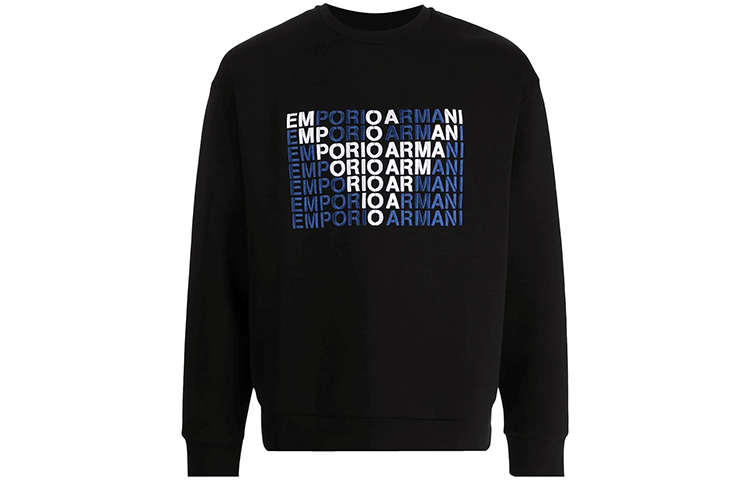 Order Giorgio Armani FW21 Logo Print Crewneck Pullover Sweatshirt Hitam 6HSM55-SJHJZ-U9SA