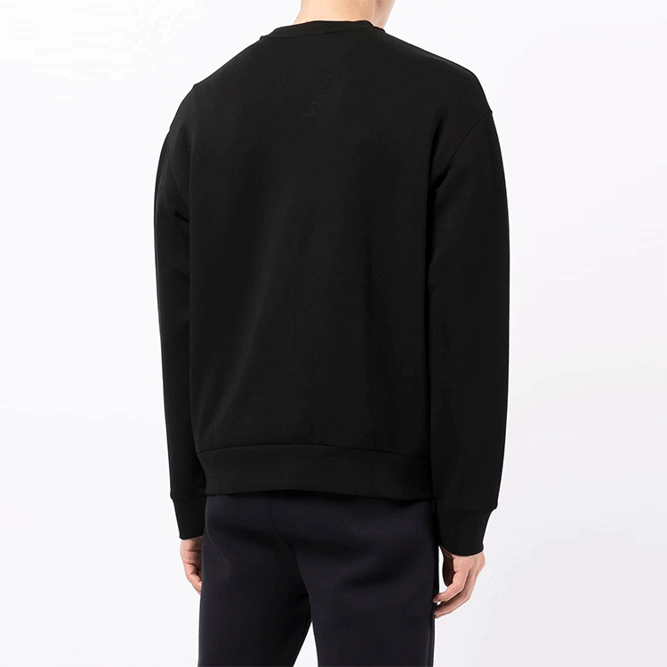 Shop Giorgio Armani FW21 Logo Print Crewneck Pullover Sweatshirt Hitam 6HSM55-SJHJZ-U9SA