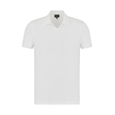 Giorgio Armani Armani FW21 White Stretch Jersey Solid Polo Shirt. 3GSF51SJP4ZU090