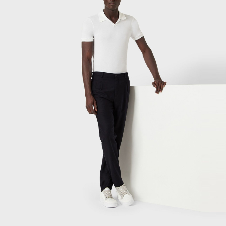 Lookbook ジョルジオアルマーニ FW21 ホワイト ストレッチジャージー ポロシャツ. 3GSF51SJP4ZU090