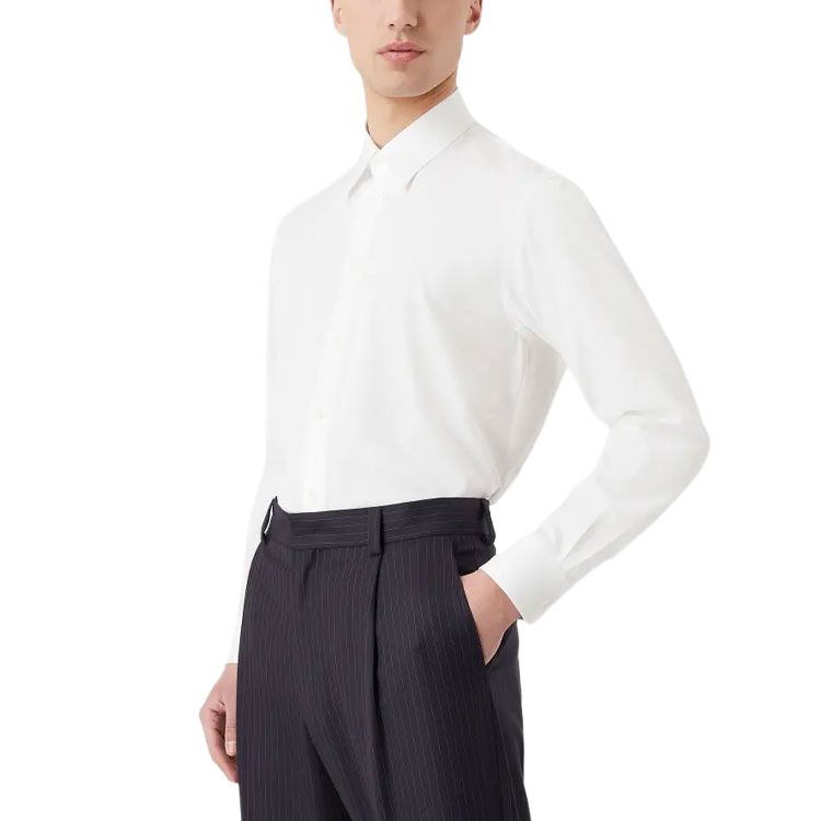 Giorgio Armani Armani FW22  Solid Cotton Long-Sleeve Button-Up Shirt White 1WGCCZ70-TZ069-U0BN