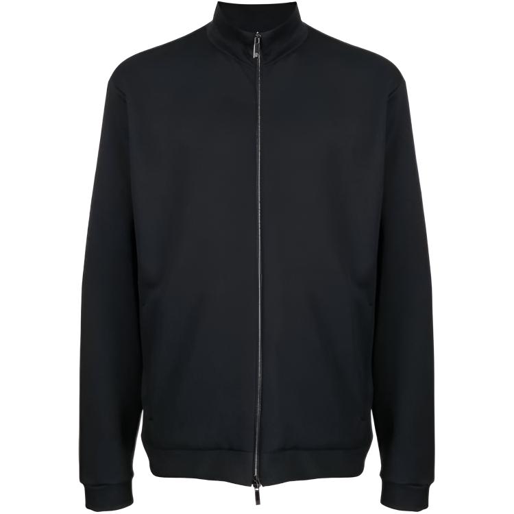 Giorgio Armani Armani FW22 Black Solid Zip-Up High Collar Cardigan Jacket 6GSEA4-SMC2Z-UC99