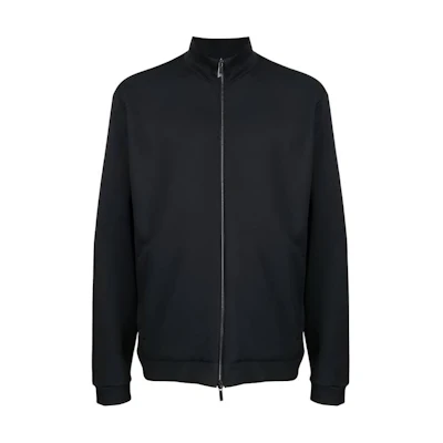 Giorgio Armani Armani FW22 Black Solid Zip-Up High Collar Cardigan Jacket 6GSEA4-SMC2Z-UC99