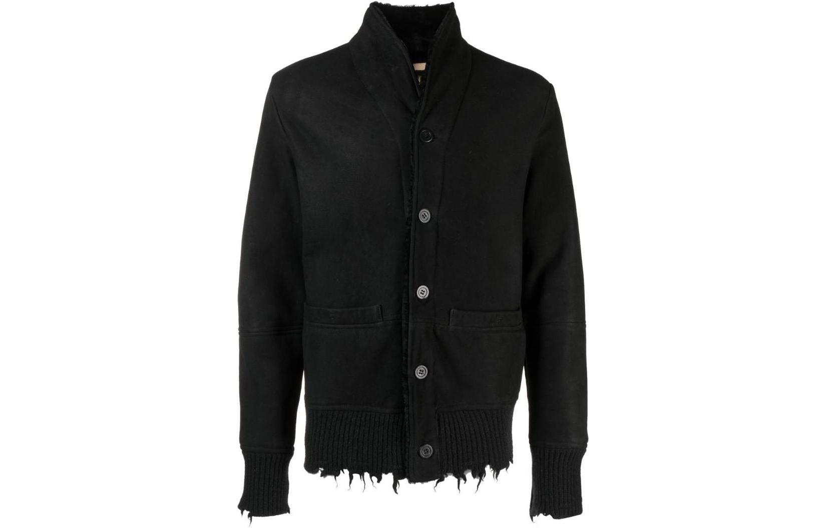 Giorgio Armani Armani FW22 Distressed Sheepskin Leather Jacket Black GU23F14-097ME-VL