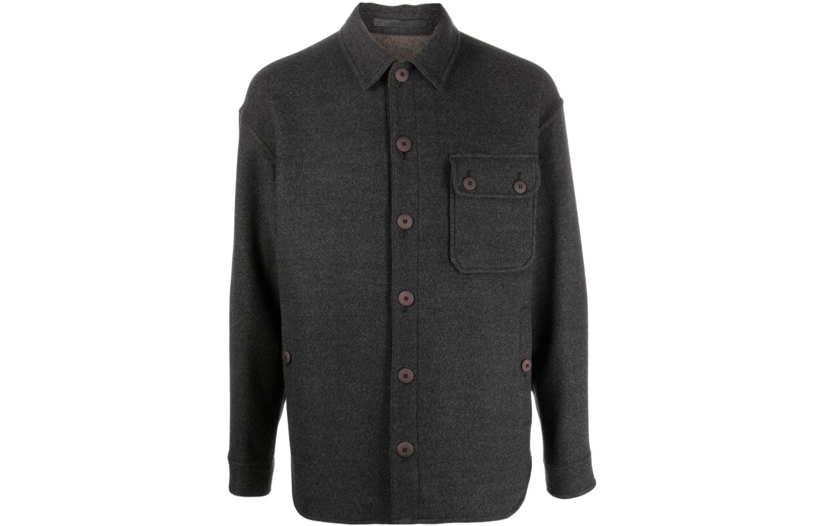 Giorgio Armani Armani FW22 Grey Long-Sleeve Jacket with Pocket Flap and Collar 2WGCC03RT03MXF8V6