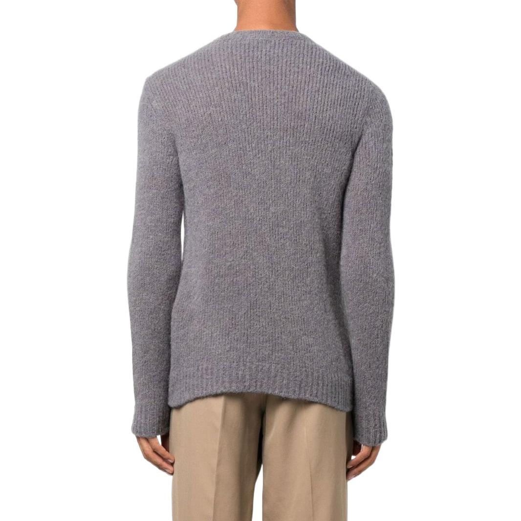 Shop Giorgio Armani FW22 Sweater Abu-Abu Muda Lengan Panjang Wool Ribbed Crewneck 6LSM26SM39Z-U8GG