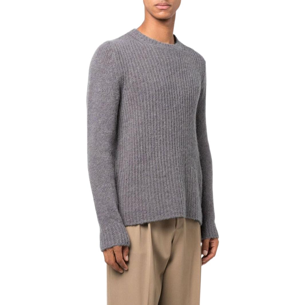 Purchase Giorgio Armani FW22 Sweater Abu-Abu Muda Lengan Panjang Wool Ribbed Crewneck 6LSM26SM39Z-U8GG