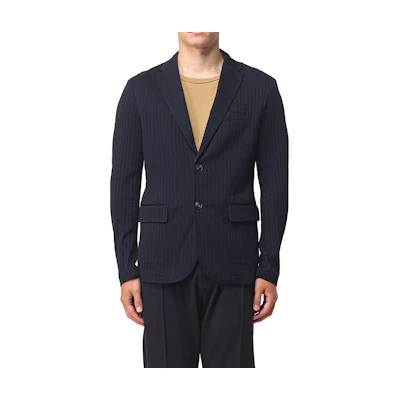 Giorgio Armani Armani FW23 Striped Single-Breasted Collar Long Sleeve Jacket Men Blue 6R1GQ3-1JGYZ-09N3