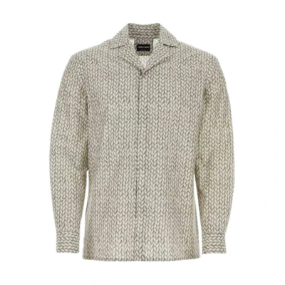 Giorgio Armani Armani Gray Twisted Pattern Print Long-Sleeve Loose Blended Jacket 4SGCC0ADT050APZ01