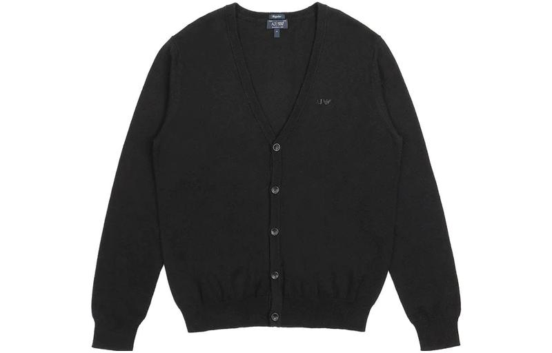 Giorgio Armani ARMANI JEANS Black V-Neck Loose-Fit Knit Sweater 06W78TS-12