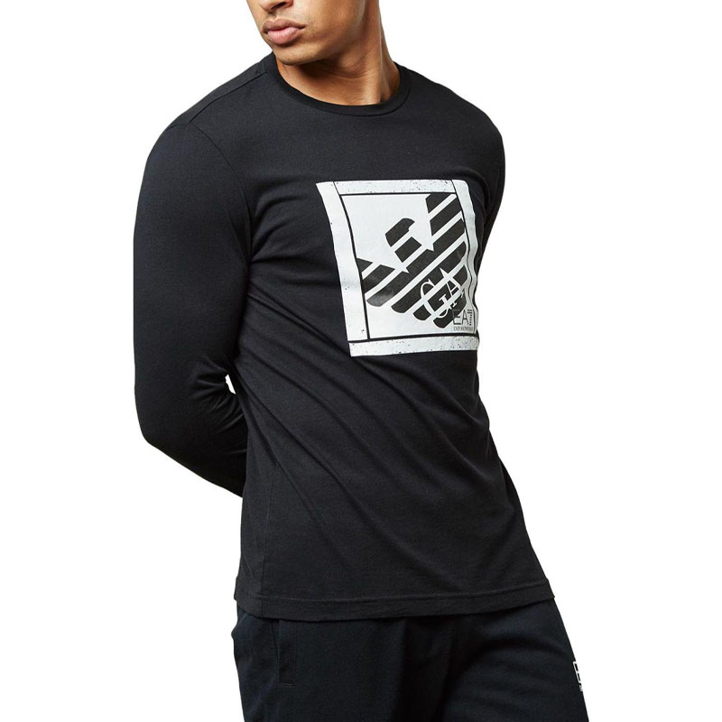 Giorgio Armani Armani Jeans Graphic Print Long Sleeve Crewneck T-Shirt Black 6YPT99-PJ30Z-1200