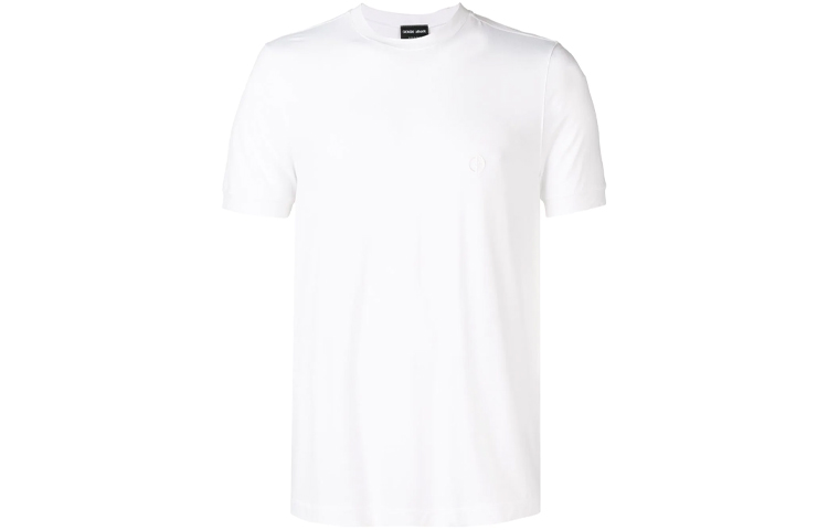 Order ジョルジオアルマーニ ロゴ刺繍 クルーネック ホワイト Tシャツ 3GST52S-JP4Z-U090