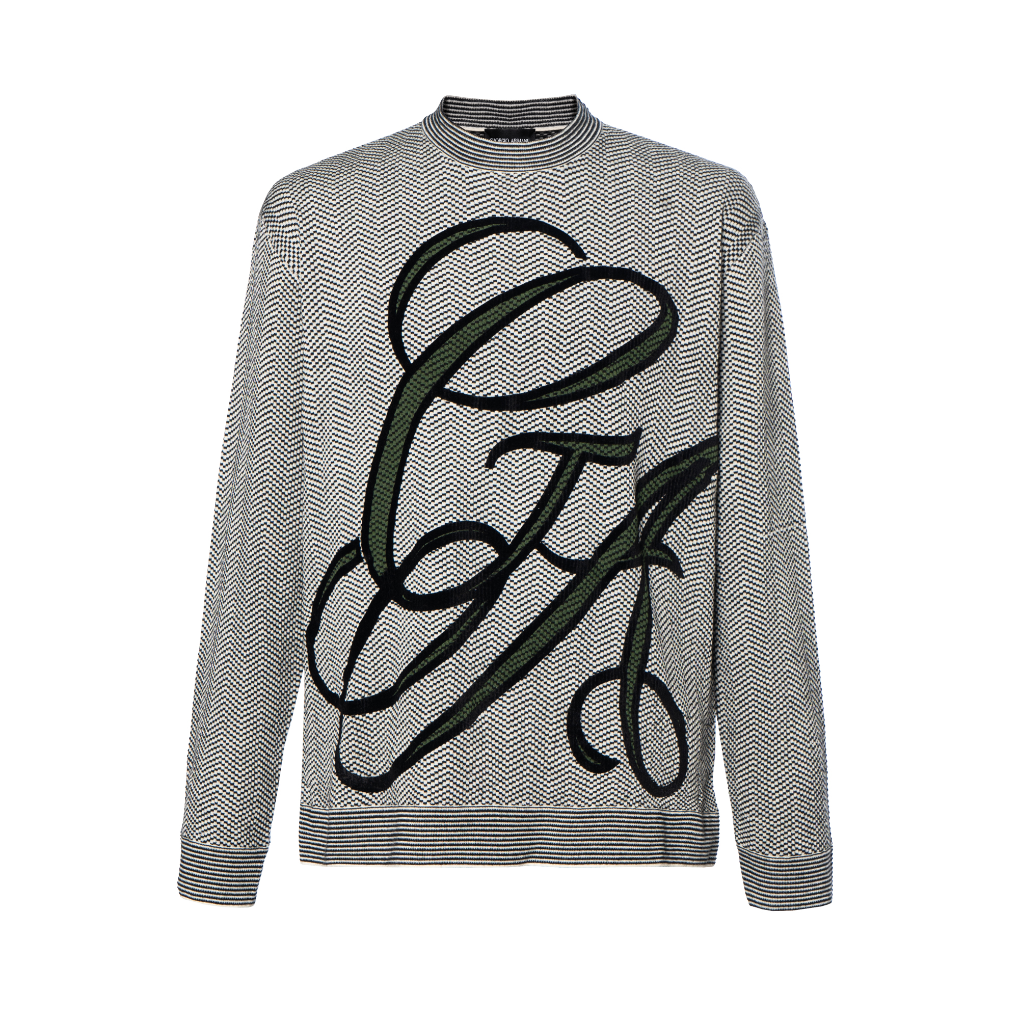 Giorgio Armani Armani Logo Print Crewneck Long Sleeve Sweatshirt Grey () 6KSMB5SMB4ZPZD6