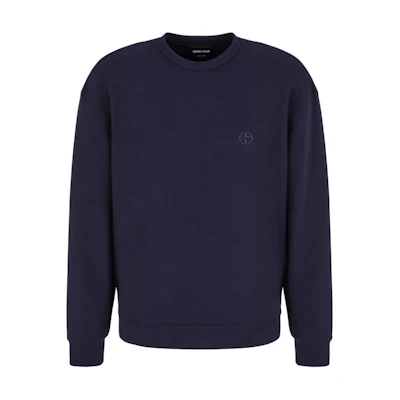 Giorgio Armani Armani Men’s Crewneck Logo Embroidered Sweatshirt in Ultramarine Blue GM000328-TE11705-UB115