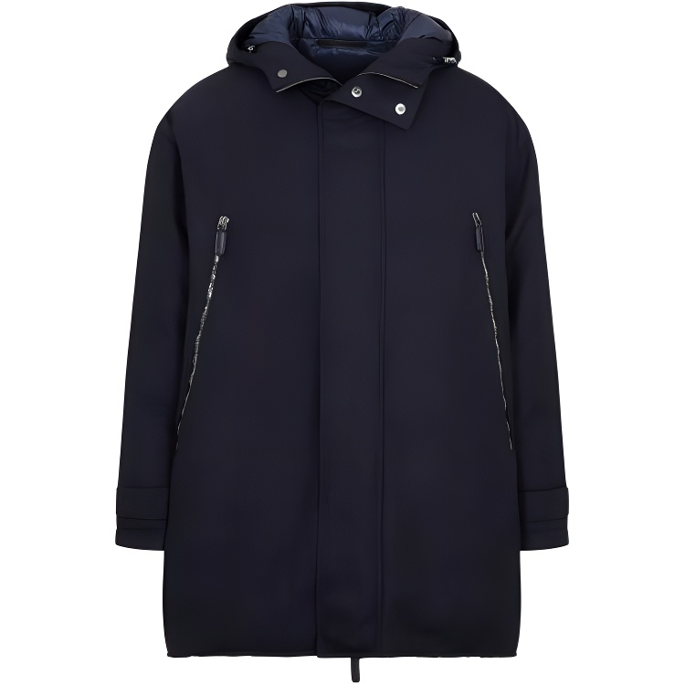 Giorgio Armani Armani Navy Blue Mid-Length Hooded Jacket with Long Sleeves 3WGOC0ABT036I-UBWF