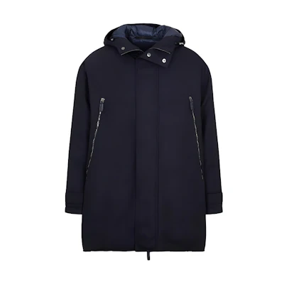 Giorgio Armani Armani Navy Blue Mid-Length Hooded Jacket with Long Sleeves 3WGOC0ABT036I-UBWF