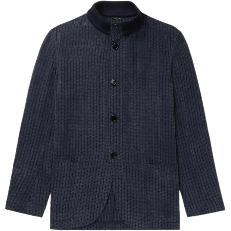 Giorgio Armani Armani Single-Breasted Twill Jacket in Blue JVM1604571803200