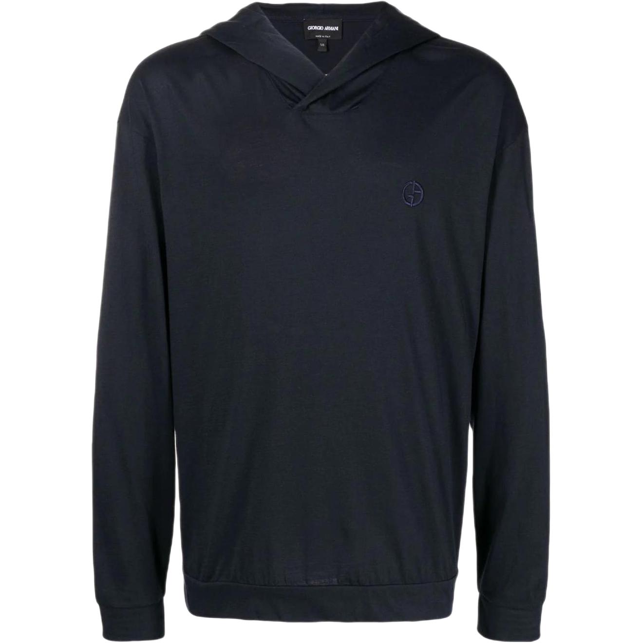 Giorgio Armani Armani Solid Color Embroidered Logo Hoodie 6LSM57-SJMCZ-UBWF