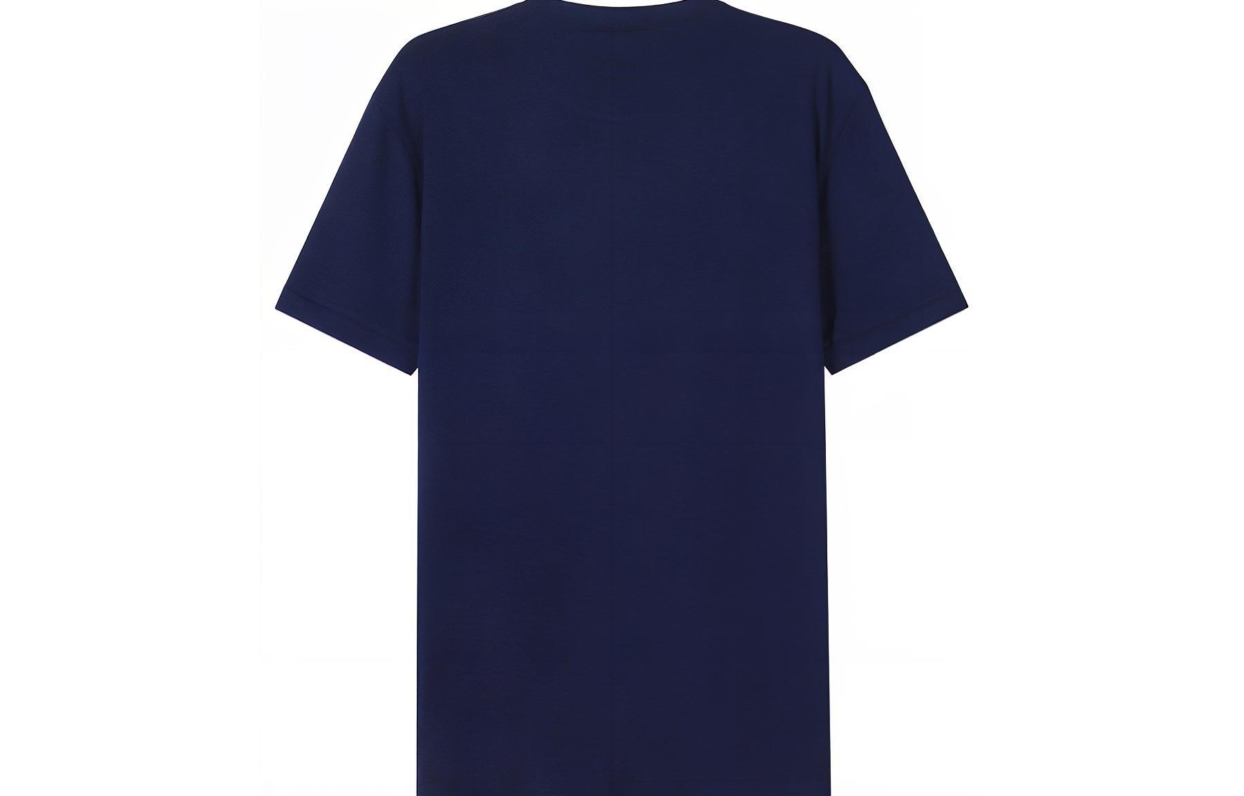 Lookbook Giorgio Armani SS22 Baju-T Navy Blue Leher Bulat Logo Sulam. 3GST52-SJP4Z-UA3Z