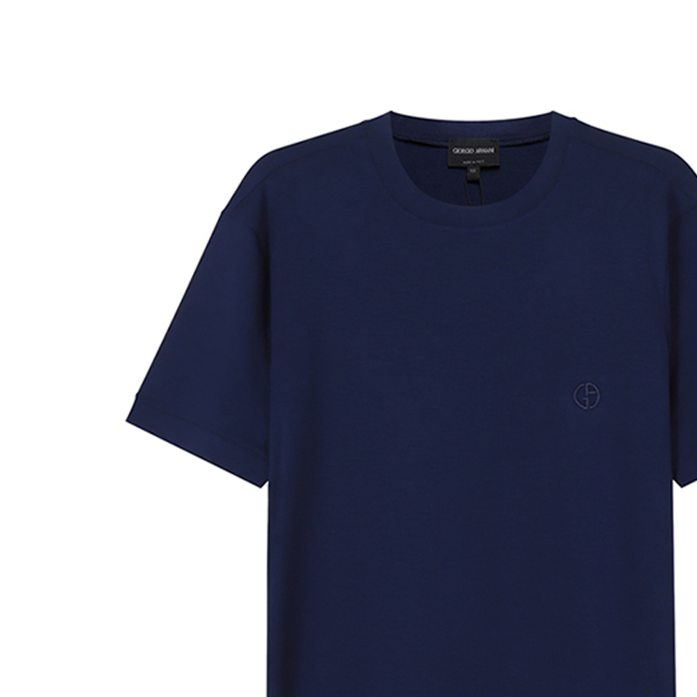 Details for Giorgio Armani SS22 Baju-T Navy Blue Leher Bulat Logo Sulam. 3GST52-SJP4Z-UA3Z
