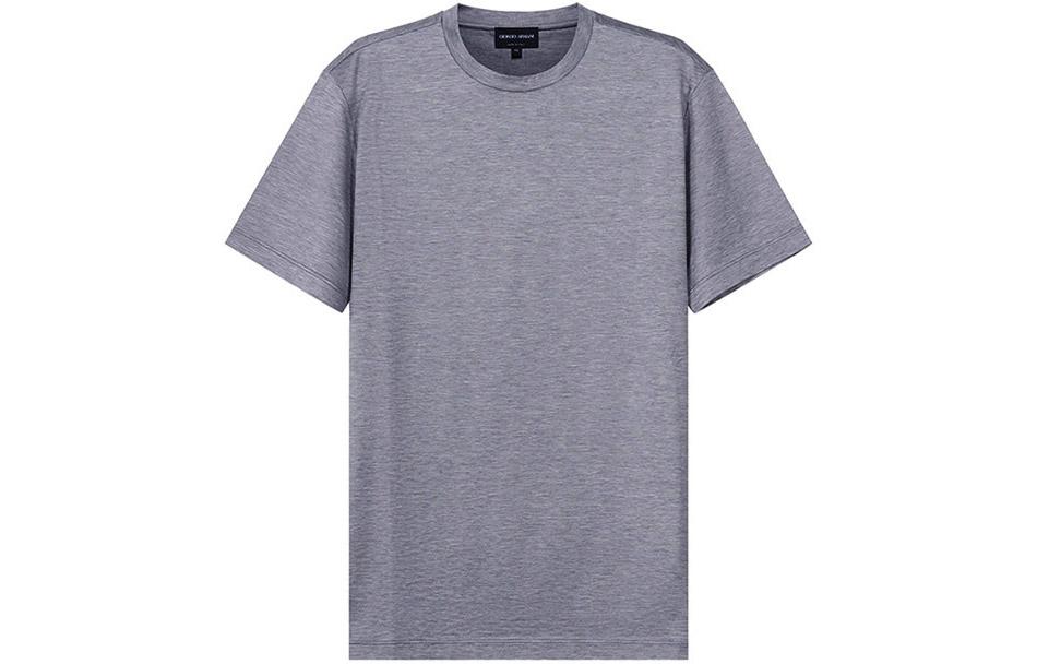Giorgio Armani Armani SS22  Sheer Plain Round Neck Short Sleeve T-Shirt - Grey. 3KSM77-SJZHZ-U8EL