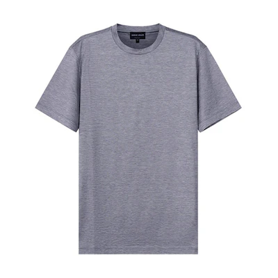 Giorgio Armani Armani SS22 Sheer Plain Round Neck Short Sleeve T-Shirt - Grey. 3KSM77-SJZHZ-U8EL