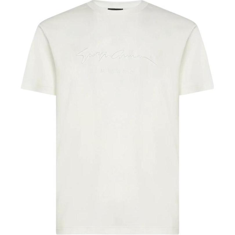 Giorgio Armani Armani SS22  White Logo Embroidered Short Sleeve T-Shirt 6GSM90-SJRQZ-U13Q