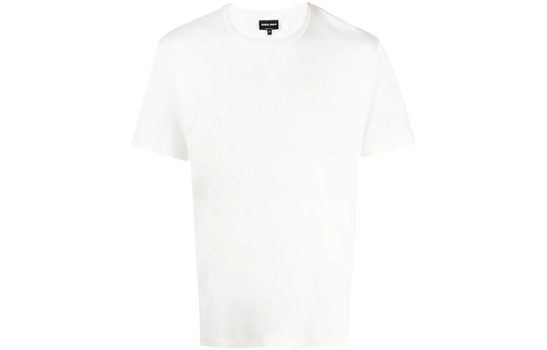 Order ジョルジオ アルマーニ SS22 ホワイト ロゴ刺繍 半袖Tシャツ 6GSM90-SJRQZ-U13Q