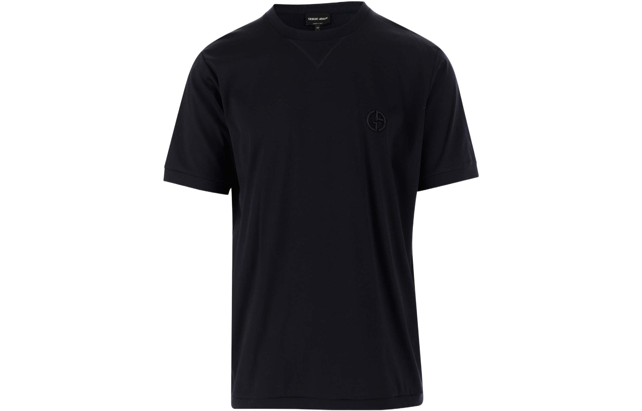 Giorgio Armani Armani SS22 Solid Color Crew Neck Short Sleeve T-Shirt  Navy Blue. 3LSM72SJXDZUBUV