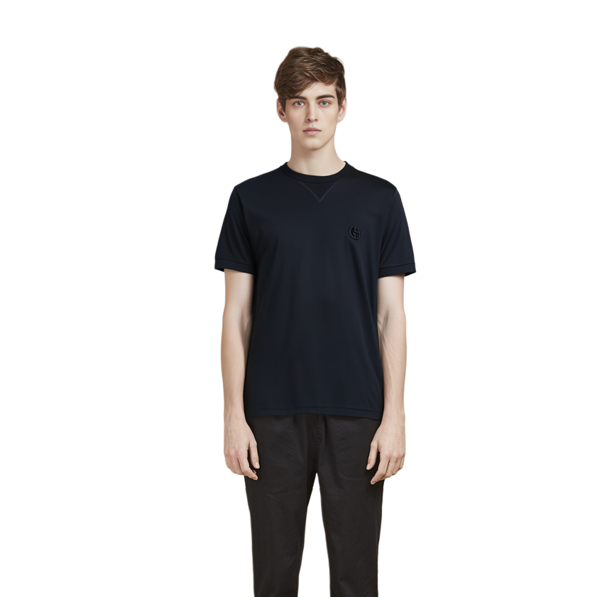 Shop 乔治阿玛尼 SS22 纯色圆领短袖T恤 海军蓝. 3LSM72SJXDZUBUV