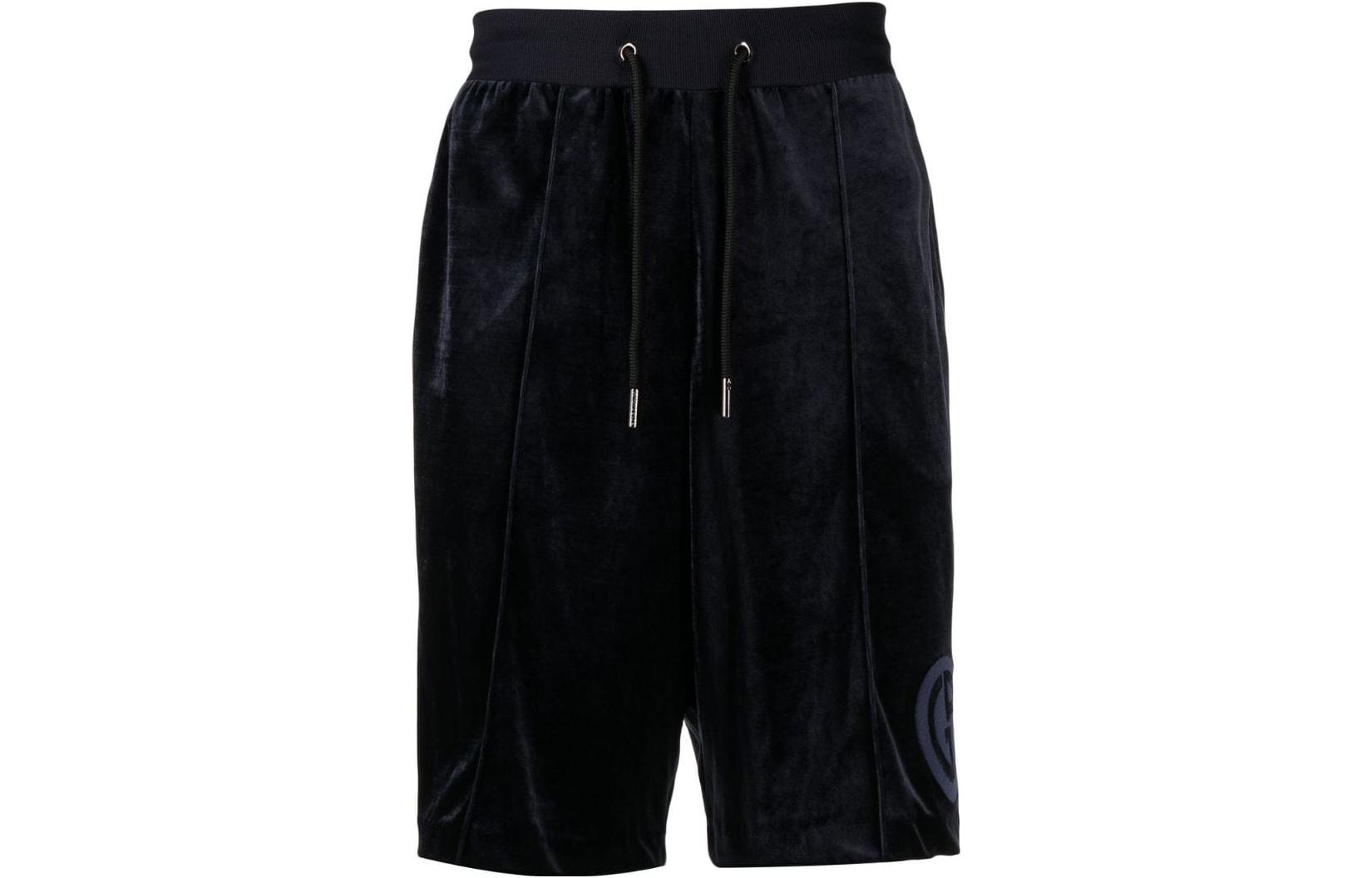 Order Giorgio Armani SS23 Celana Pendek Kasual Logo Solid dengan Tali Serut Hitam 6LSP70SJMSZUBUL