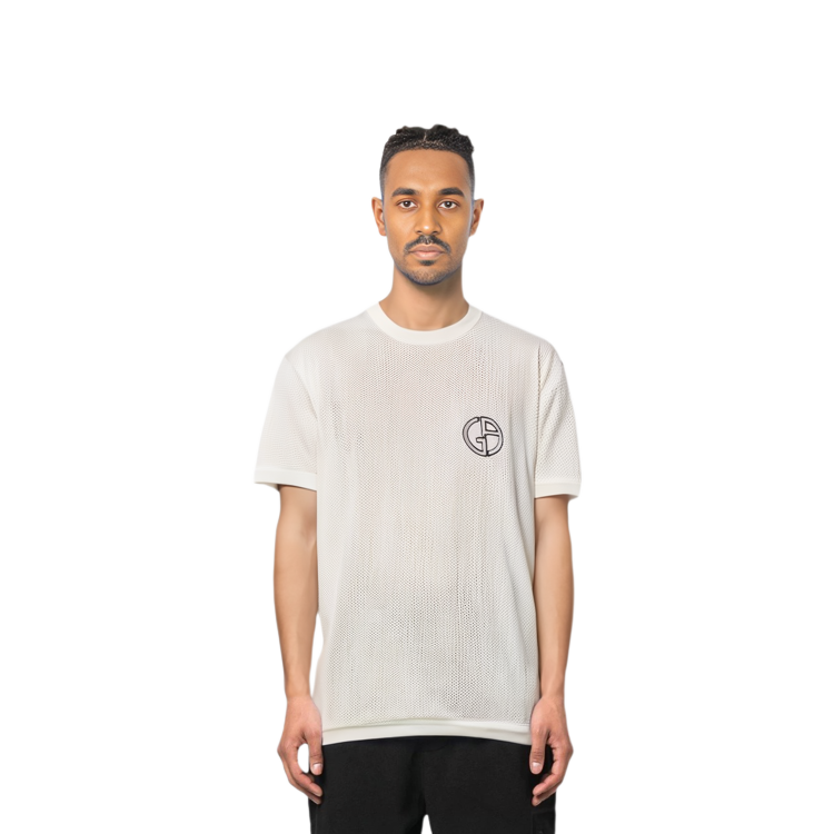 Purchase 乔治阿玛尼 Armani SS23 白色网眼短袖刺绣标志T恤 3RSM90-SJFJZ-U13Q