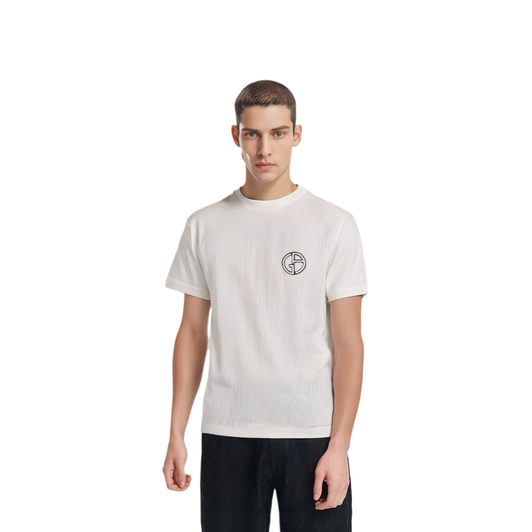 Details for 乔治阿玛尼 Armani SS23 白色网眼短袖刺绣标志T恤 3RSM90-SJFJZ-U13Q