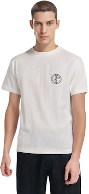 Giorgio Armani SS23 白色網眼短袖刺繡標誌T恤 3RSM90-SJFJZ-U13Q Details for Giorgio Armani SS23 白色網眼短袖刺繡標誌T恤 3RSM90-SJFJZ-U13Q