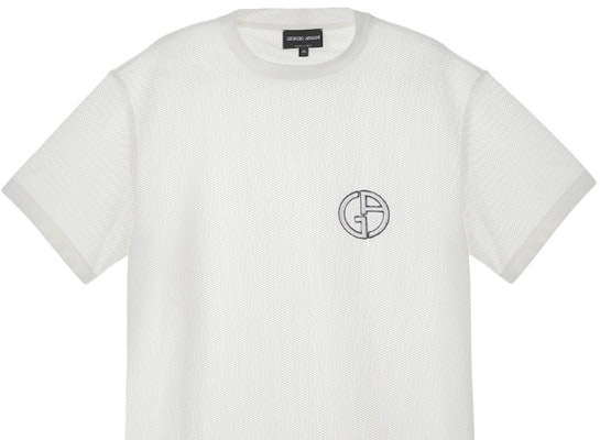 Giorgio Armani SS23 白色網眼短袖刺繡標誌T恤 3RSM90-SJFJZ-U13Q Sizing Giorgio Armani SS23 白色網眼短袖刺繡標誌T恤 3RSM90-SJFJZ-U13Q