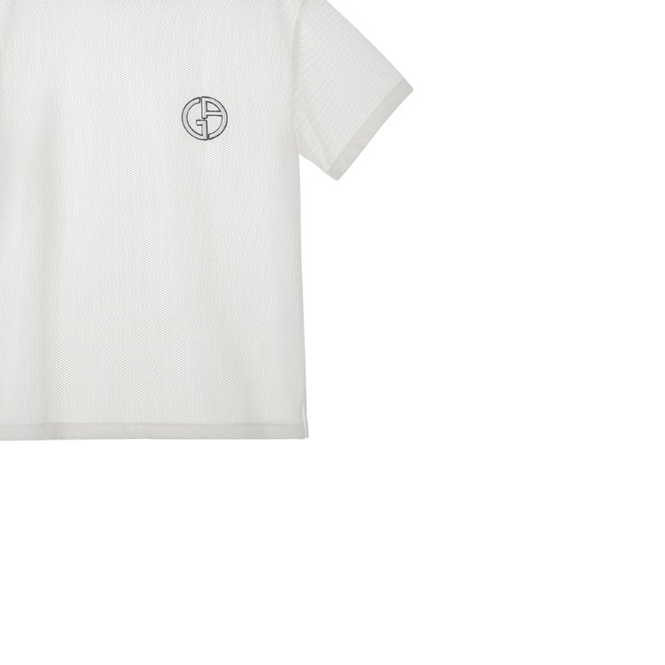Cheap 乔治阿玛尼 Armani SS23 白色网眼短袖刺绣标志T恤 3RSM90-SJFJZ-U13Q