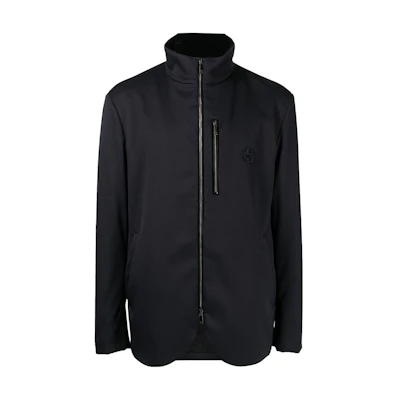 Giorgio Armani Armani SS23 Black Zip-Up Jacket with Logo Embroidery 2WGGG0UC-T03NL-UBUV