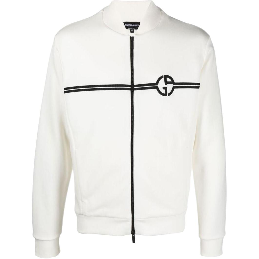 Giorgio Armani Armani SS23 Logo Embroidered Zip-Up Sweatshirt Off-White 3RSB70-SJPHZ-F13Q