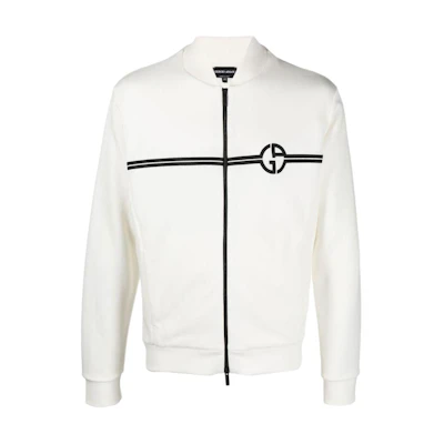 Giorgio Armani Armani SS23 Logo Embroidered Zip-Up Sweatshirt Off-White 3RSB70-SJPHZ-F13Q
