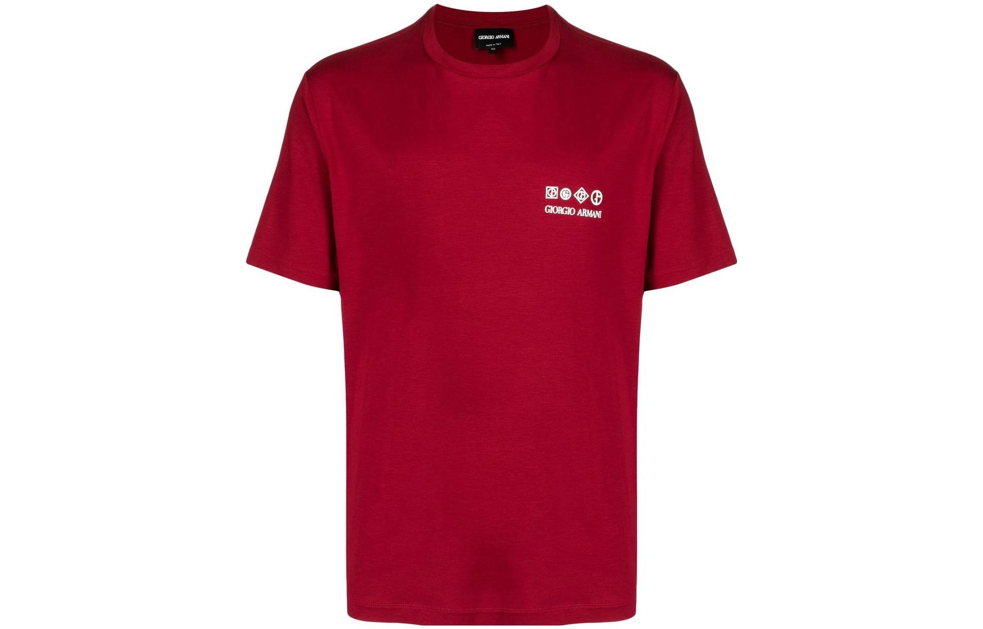 Giorgio Armani Armani SS23 Logo Print Crewneck Red Short Sleeve T-Shirt for Men 6LSM79-SJYDZ-U5SG