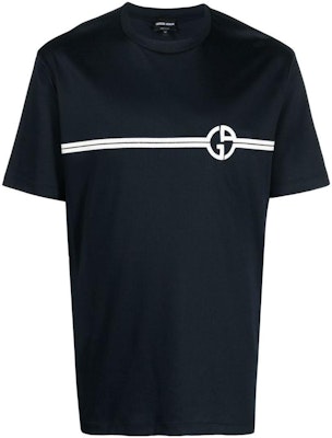 조르지오 아르마니 SS23 로고 프린트 크루넥 반팔 티셔츠 남성용 블루 3RSM6-6SJTKZ-FBWF Buy 조르지오 아르마니 SS23 로고 프린트 크루넥 반팔 티셔츠 남성용 블루 3RSM6-6SJTKZ-FBWF