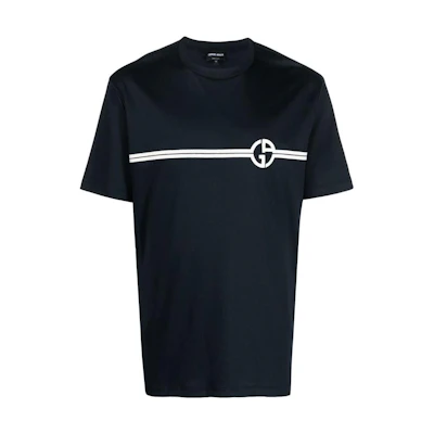 Giorgio Armani Armani SS23 Logo Print Crewneck Short Sleeve T-Shirt Men’s Blue 3RSM6-6SJTKZ-FBWF