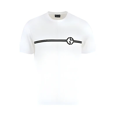 Giorgio Armani Armani SS23 Striped Logo Print Crew Neck T-Shirt White - 3RSM66-SJTKZ-F090