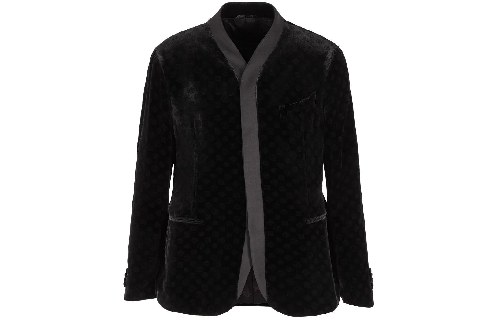 Giorgio Armani Black Single-Breasted Logo Print Long-Sleeve Jacket 3WGGG1-45T04-DU1UC99
