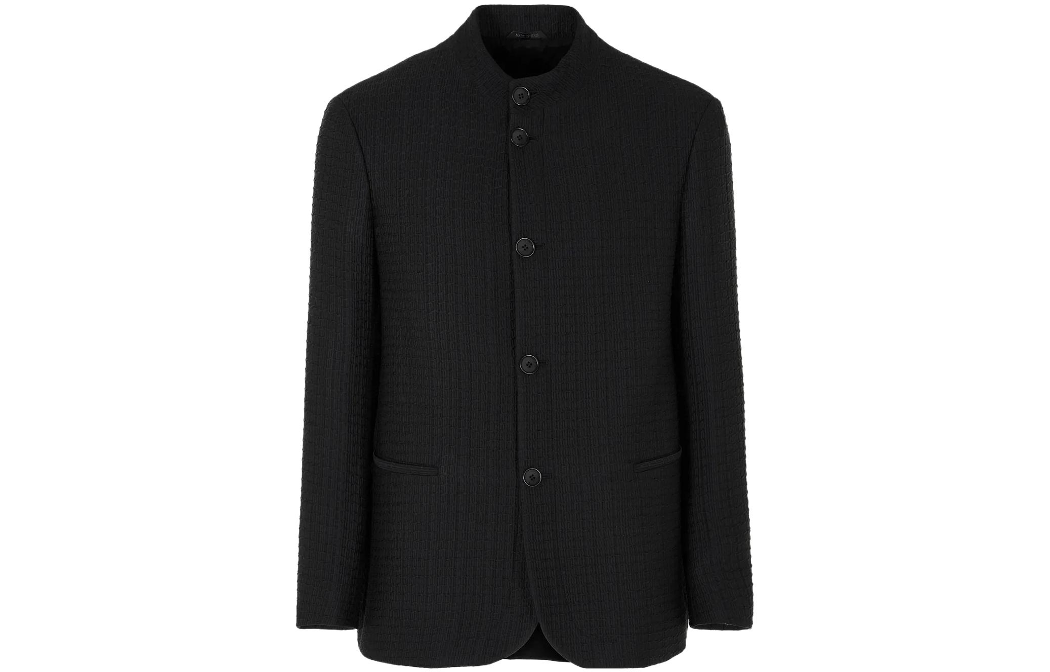 Giorgio Armani Black Solid Color Long-Sleeve Button-Up Jacket 3WGGG12J-T04FS-1UC99