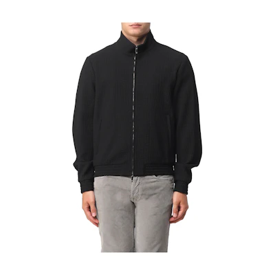Giorgio Armani Black Solid Stand Collar Loose-Fit Long-Sleeve Jacket H41R29-E107-0999